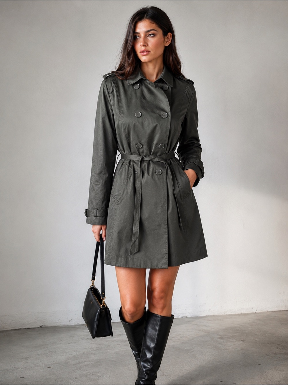 THX Olive Green Trench Coat Longline Utility Jacket Size XL